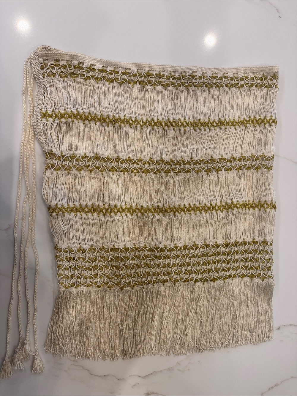Fringe Pool Cover Up Skirt Gold Trim
